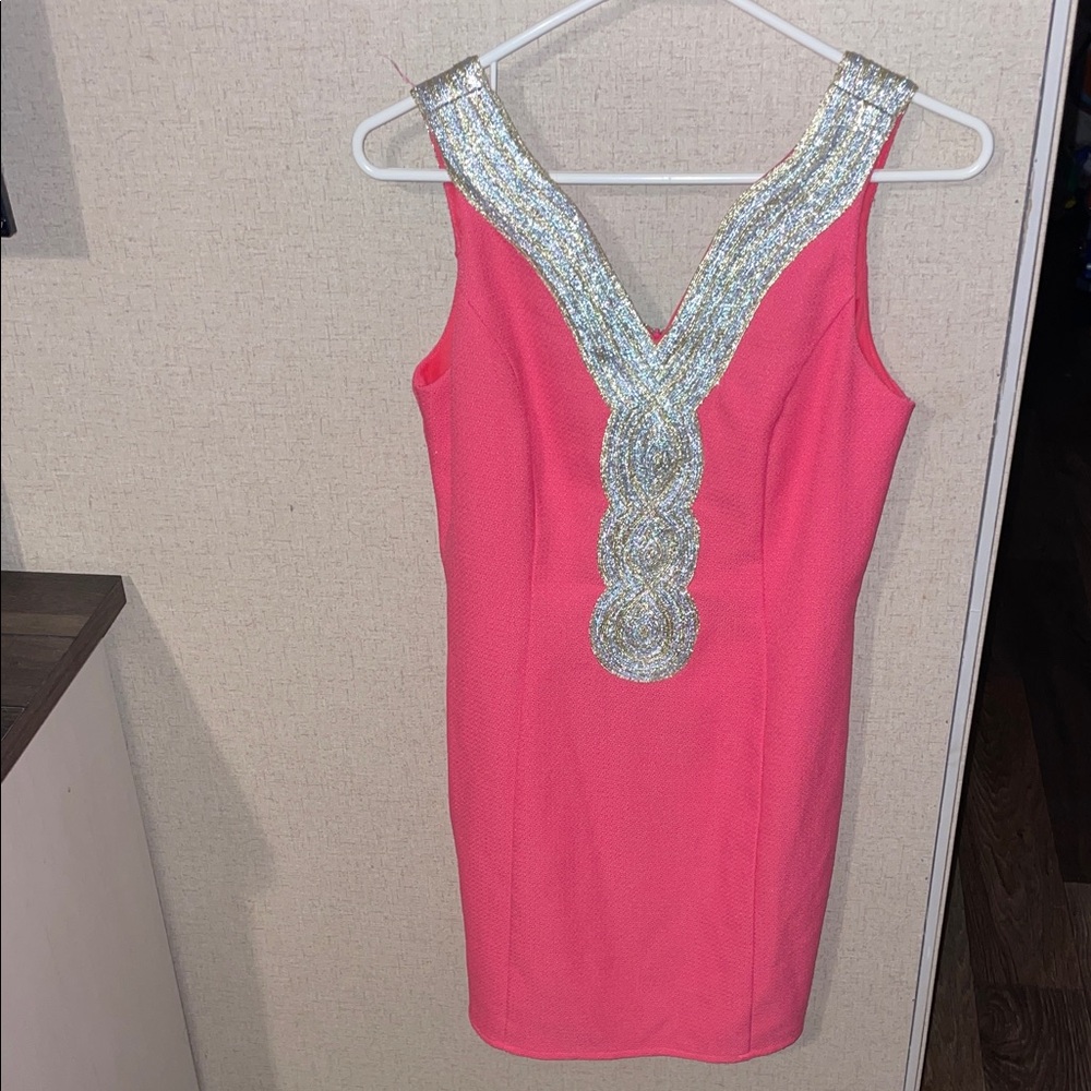 Lilly Pulitzer Pink Dress with Silver Detailing